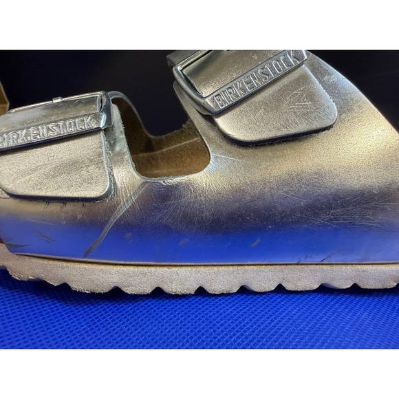 Birkenstock Arizona Silver Metallic Sandals EU 38 US Women 7-7.5 - Picture 10 of 10